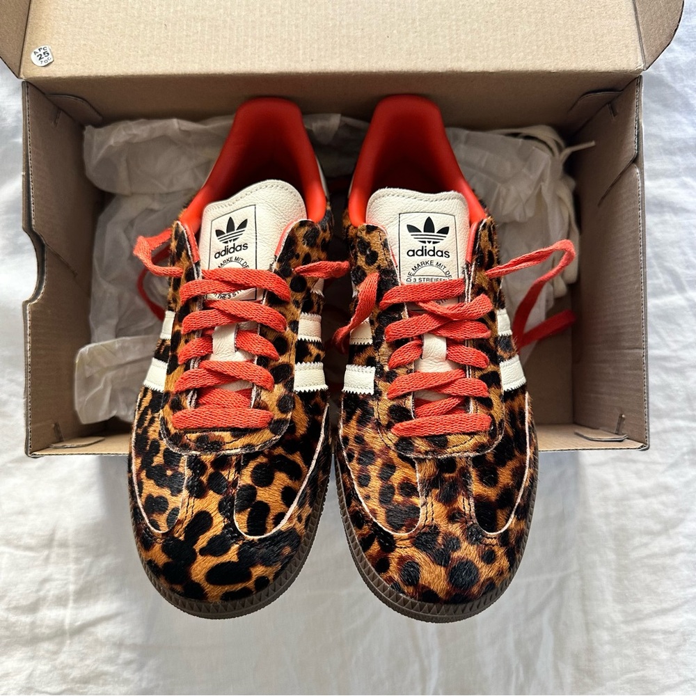 Adidas Samba OG Leopard Print Pony Hair Sneakers Size 8 - Picture 6 of 8